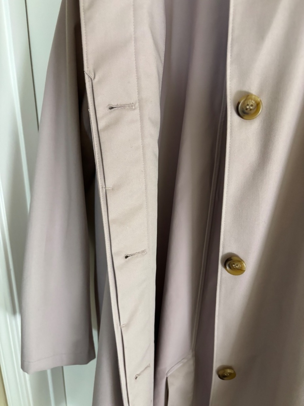 EUC Uniqlo dusty pale pink/mauve trench Blockteck fabric women's size medium - Picture 3 of 5